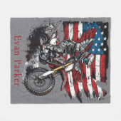 Motorfiets Verenigde Staten Vlag 00e Verjaardagsca Fleece Deken (Voorkant (Horizontaal))