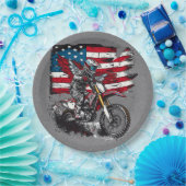 Motorfiets Verenigde Staten Vlag 00ste Verjaardags Papieren Bordje (Feest)