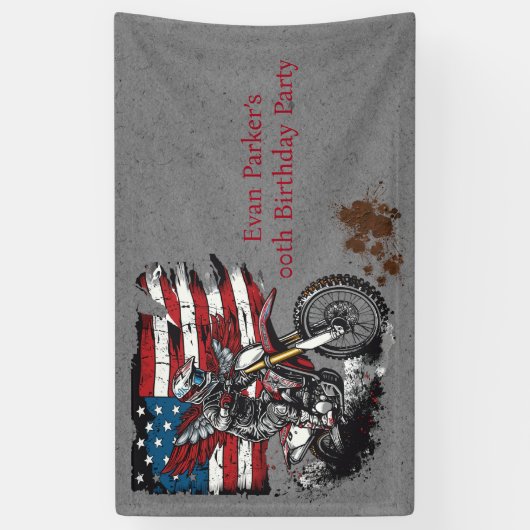 Motorfiets Verenigde Staten Vlag 00ste Verjaardags Spandoek (Verticaal)