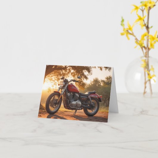 Motorfiets Verjaardag Kaart (Gele Bloem)