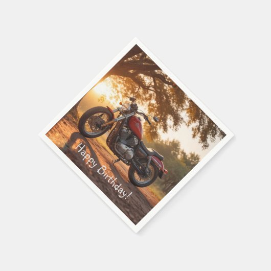 Motorfiets Verjaardag Servet (Hoek)