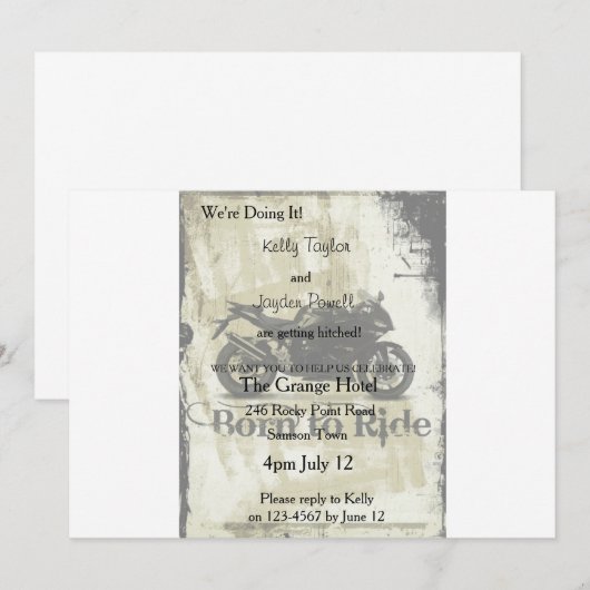 Motorfiets Verloving Uitnodiging (Voorkant / Achterkant)