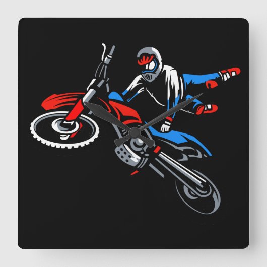 Motorfiets vierkante wandklok (Voorkant)