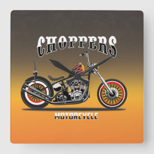 Motorfiets vierkante wandklok