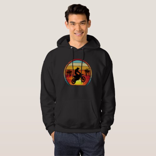 Motorfiets Vintage Zonsondergang  Hoodie (Voorkant volledig)