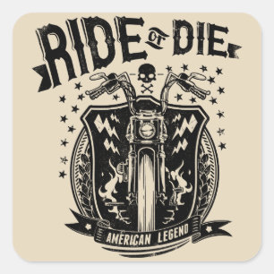 Motorfiets voor ride of Die Vierkante Sticker