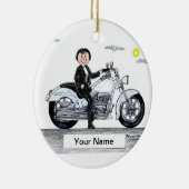 Motorfiets - Vrouw Keramisch Ornament (Rechts)