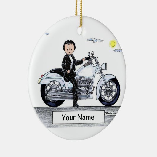 Motorfiets - Vrouw Keramisch Ornament (Rechts)