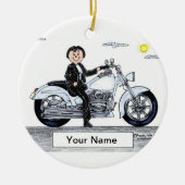 Motorfiets - Vrouw Keramisch Ornament (Voorkant)