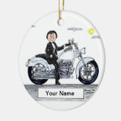 Motorfiets - Vrouw Keramisch Ornament (Links)