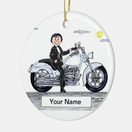 Motorfiets - Vrouw Keramisch Ornament (Links)