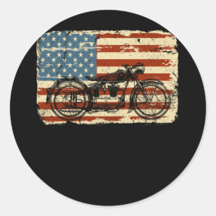 Motorfiets VS vlag patriottisch  op 4 juli Ronde Sticker