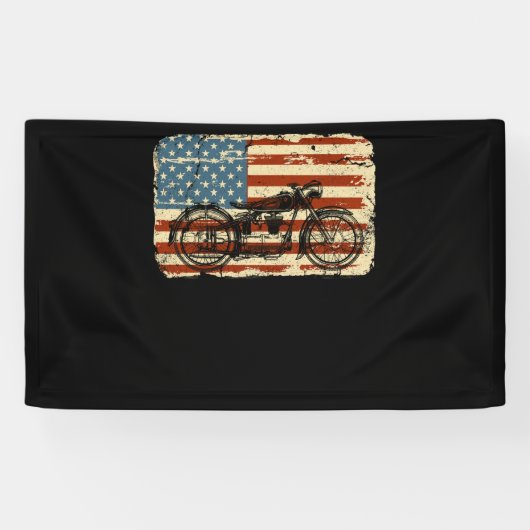 Motorfiets VS vlag patriottisch  op 4 juli Spandoek (Horizontaal)