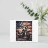 Motorfiets VS Vlag Retro Biker Amerikaans Bedankkaart (Staand voorkant)