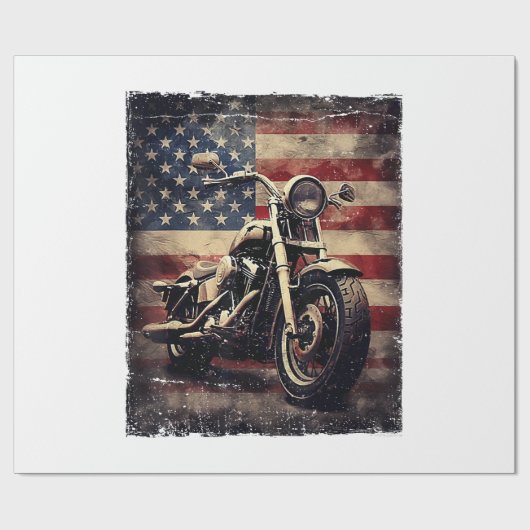  Motorfiets VS Vlag Retro Biker Amerikaans Cadeaupapier (Vlak)