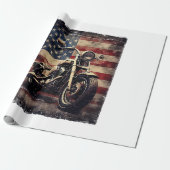  Motorfiets VS Vlag Retro Biker Amerikaans Cadeaupapier (Uitgerold)