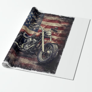  Motorfiets VS Vlag Retro Biker Amerikaans Cadeaupapier