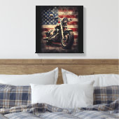 Motorfiets VS Vlag Retro Biker Amerikaans Canvas Afdruk (Insitu (Slaapkamer))