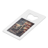 Motorfiets VS Vlag Retro Biker Amerikaans Creditkaart Flessenopener (Voorkant Gekanteld)