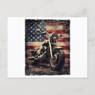  Motorfiets VS Vlag Retro Biker Amerikaans Feestdagenkaart