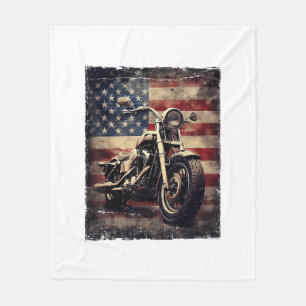 Motorfiets VS Vlag Retro Biker Amerikaans Fleece Deken