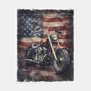Motorfiets VS Vlag Retro Biker Amerikaans Fleece Deken