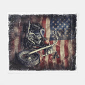  Motorfiets VS Vlag Retro Biker Amerikaans Fleece Deken (Voorkant (Horizontaal))