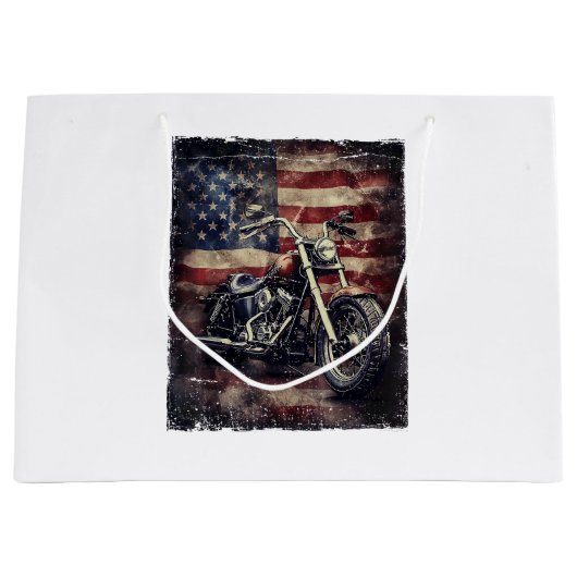  Motorfiets VS Vlag Retro Biker Amerikaans Groot Cadeauzakje (Voorkant)