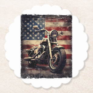 Motorfiets VS Vlag Retro Biker Amerikaans Kartonnen Onderzetters