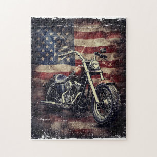  Motorfiets VS Vlag Retro Biker Amerikaans Legpuzzel