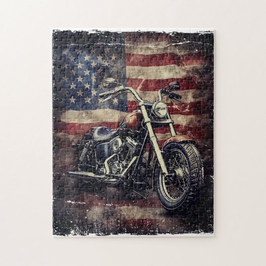 Motorfiets VS Vlag Retro Biker Amerikaans Legpuzzel (Verticaal)