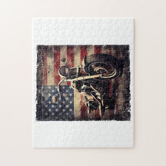Motorfiets VS Vlag Retro Biker Amerikaans Legpuzzel (Verticaal)