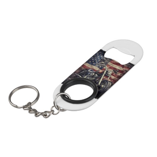  Motorfiets VS Vlag Retro Biker Amerikaans Mini Flessenopener (Voorkant Gekanteld)