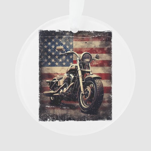 Motorfiets VS Vlag Retro Biker Amerikaans Ornament (voorkant)