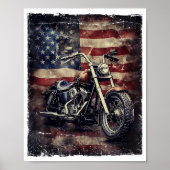  Motorfiets VS Vlag Retro Biker Amerikaans Poster (Voorkant)
