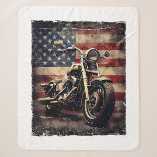 Motorfiets VS Vlag Retro Biker Amerikaans Sherpa Deken