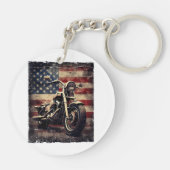 Motorfiets VS Vlag Retro Biker Amerikaans Sleutelhanger (Achterkant)