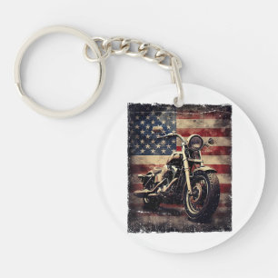  Motorfiets VS Vlag Retro Biker Amerikaans Sleutelhanger