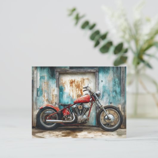 motorfiets Waterverf Briefkaart (Staand voorkant)