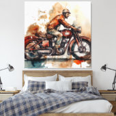 Motorfiets Waterverf Canvas Art Print (Insitu (Slaapkamer))