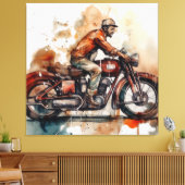 Motorfiets Waterverf Canvas Art Print (Insitu (Woonkamer))