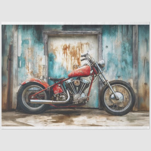Motorfiets Waterverf Decoupage Tissuepapier (Voorkant)