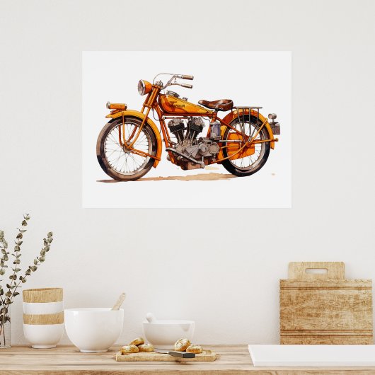 Motorfiets Waterverf Kunst Poster (Keuken)