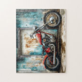  motorfiets Waterverf Legpuzzel (Verticaal)