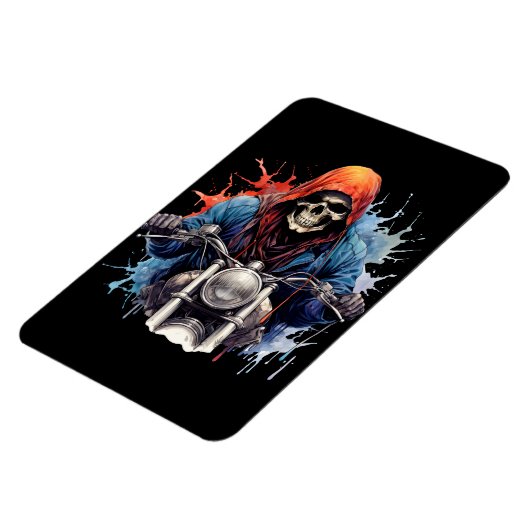 Motorfiets Waterverf Skeleton Rider Magneet (Linkerzijde)