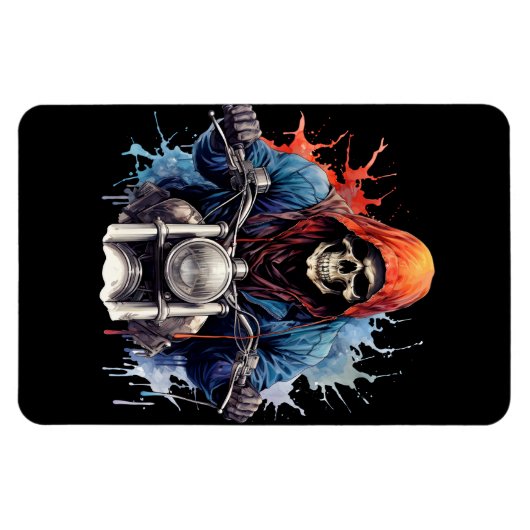 Motorfiets Waterverf Skeleton Rider Magneet (Horizontaal)