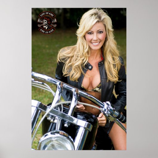 Motorfiets winkel logo bikini babe aanpassen  poster (Voorkant)
