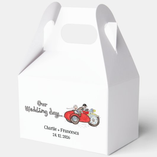Motorfiets & Zijspan Bruid en Bruidegom Huwelijk Bedankdoosjes (Voorkant)