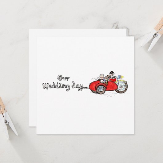 Motorfiets & Zijspan Huwelijk  Kaart (Voorkant / Achterkant in situ)