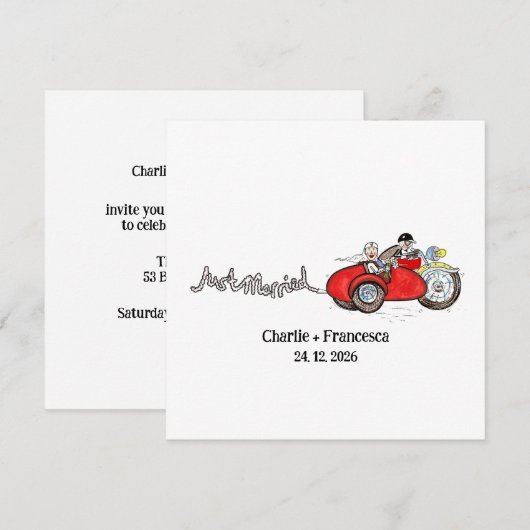 Motorfiets & Zijspan Trouwavond Kaart (Voorkant / Achterkant)